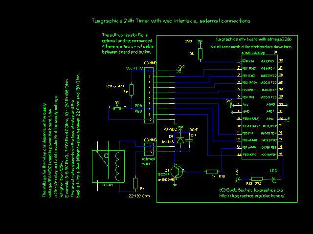 circuit diagram: relay and optional push button
